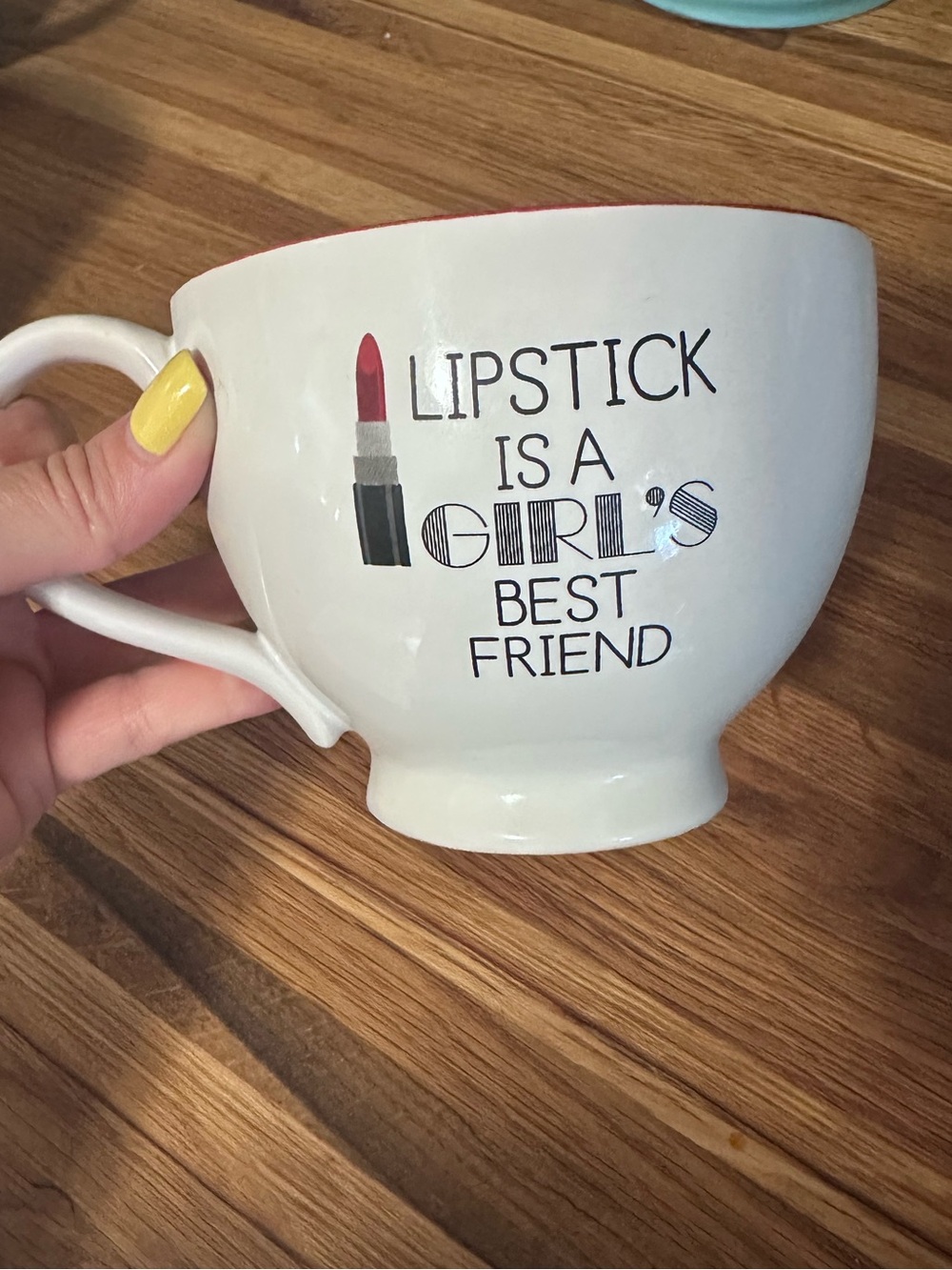 White 'Lipstick Is A Girl's Best Friend' Ceramic Coffee Mug
